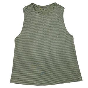 - Zella "Work For It" Cropped Sleeveless Crewneck Tank Green Stripe Small